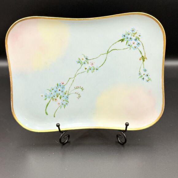 Antique French Limoges Hand Painted Vanity Tray Signed Authentic Limoges - Picture 6 of 10